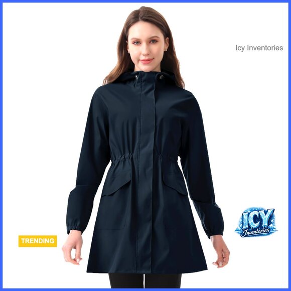Waterproof Packable Rain Jacket with Hood for Outdoor Hiking Cycling